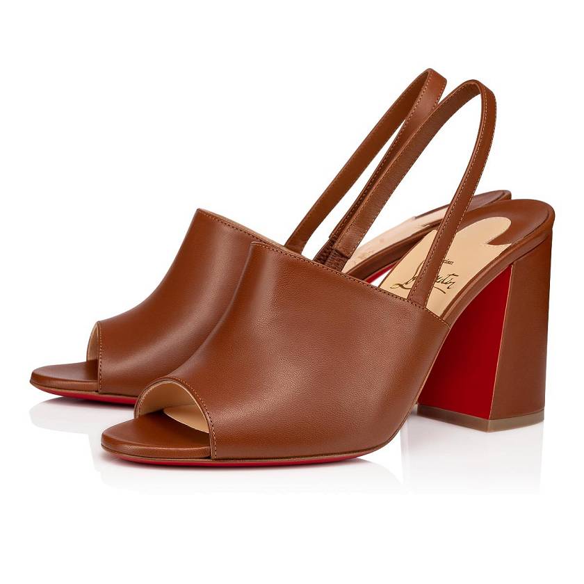 Women's Christian Louboutin Pigasling 85mm Leather Sandals - Cuoio [5649-083]
